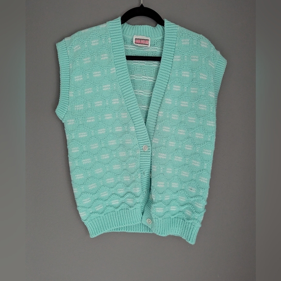 Picture Sweaters - Vintage picture. Perfect brand bright teal sweater vest no size tag - Large